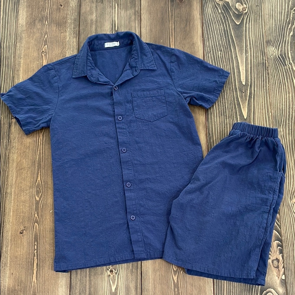 Boy’s Blue Button Down Shirt & Shorts Set